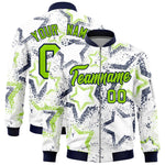 Custom White Varsity Full-Zip Star Pattern Letterman Bomber Jacket | BuyFootballJersey