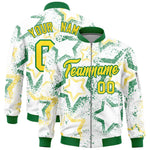 Custom White Varsity Full-Zip Star Pattern Letterman Bomber Jacket | BuyFootballJersey