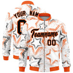 Custom White Varsity Full-Zip Star Pattern Letterman Bomber Jacket | BuyFootballJersey