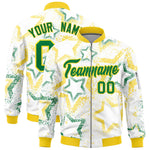 Custom White Varsity Full-Zip Star Pattern Letterman Bomber Jacket | BuyFootballJersey