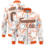 Custom White Varsity Full-Zip Star Pattern Letterman Bomber Jacket | BuyFootballJersey