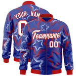 Custom Royal Varsity Full-Zip Star Pattern Letterman Bomber Jacket | BuyFootballJersey