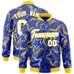 Custom Royal Varsity Full-Zip Star Pattern Letterman Bomber Jacket | BuyFootballJersey