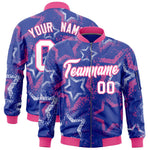 Custom Royal Varsity Full-Zip Star Pattern Letterman Bomber Jacket | BuyFootballJersey