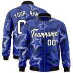 Custom Royal Varsity Full-Zip Star Pattern Letterman Bomber Jacket | BuyFootballJersey