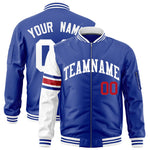Custom Royal White Varsity Full-Zip Raglan Sleeves Stripe Letterman Bomber Jacket | BuyFootballJersey