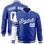 Custom Royal White Varsity Full-Zip Raglan Sleeves Stripe Letterman Bomber Jacket | BuyFootballJersey