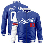 Custom Royal White Varsity Full-Zip Raglan Sleeves Stripe Letterman Bomber Jacket | BuyFootballJersey
