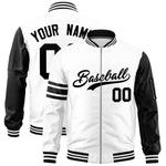 Custom White Black Varsity Full-Zip Raglan Sleeves Stripe Letterman Bomber Jacket | BuyFootballJersey