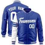 Custom Royal White Varsity Full-Zip Raglan Sleeves Stripe Letterman Bomber Jacket | BuyFootballJersey