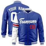 Custom Royal White Varsity Full-Zip Raglan Sleeves Stripe Letterman Bomber Jacket | BuyFootballJersey