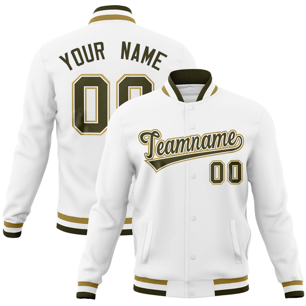 Custom White Classic Style Varsity Full-Snap Letterman Baseball Jersey | BuyFootballJersey