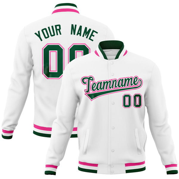 Custom White Classic Style Varsity Full-Snap Letterman Baseball Jersey | BuyFootballJersey