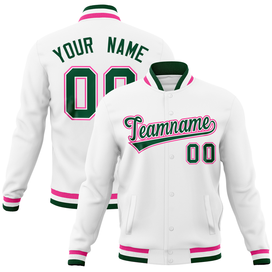Custom White Classic Style Varsity Full-Snap Letterman Baseball Jersey | BuyFootballJersey