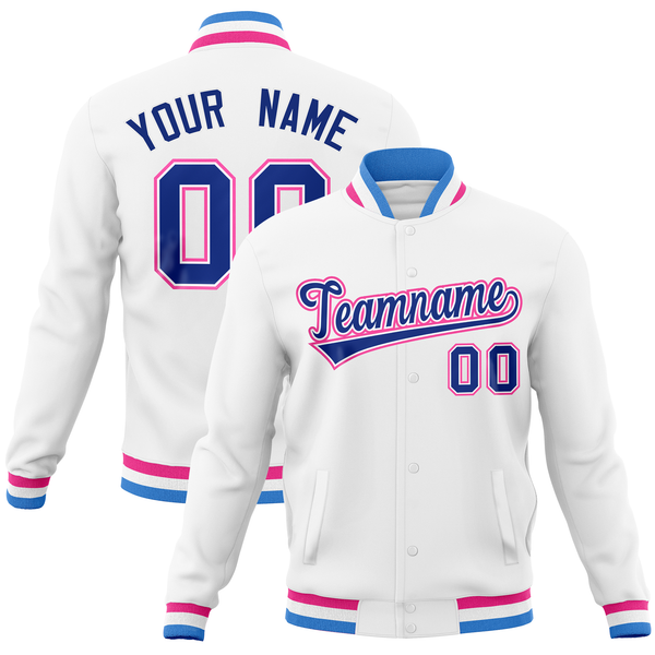 Custom White Classic Style Varsity Full-Snap Letterman Baseball Jersey | BuyFootballJersey