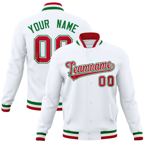Custom White Classic Style Varsity Full-Snap Letterman Baseball Jersey | BuyFootballJersey