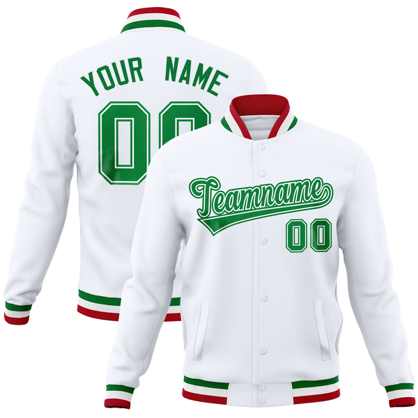 Custom White Classic Style Varsity Full-Snap Letterman Baseball Jersey | BuyFootballJersey
