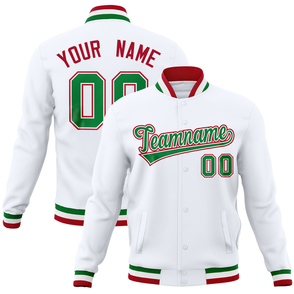 Custom White Classic Style Varsity Full-Snap Letterman Baseball Jersey | BuyFootballJersey