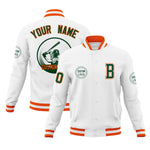 Custom White Full-Snap Varsity Personalized Letterman Baseball Coats Jacket | BuyFootballJersey