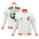 Custom White Full-Snap Varsity Personalized Letterman Baseball Coats Jacket | BuyFootballJersey