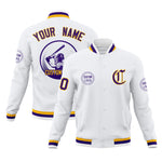 Custom White Full-Snap Varsity Personalized Letterman Baseball Coats Jacket | BuyFootballJersey
