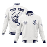Custom White Full-Snap Varsity Personalized Letterman Baseball Coats Jacket | BuyFootballJersey