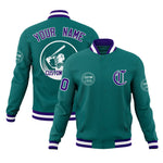 Custom Aqua Full-Snap Varsity Personalized Letterman Baseball Coats Jacket | BuyFootballJersey