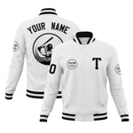 Custom White Full-Snap Varsity Personalized Letterman Baseball Coats Jacket | BuyFootballJersey