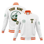 Custom White Full-Snap Varsity Personalized Letterman Baseball Coats Jacket | BuyFootballJersey