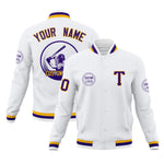 Custom White Full-Snap Varsity Personalized Letterman Baseball Coats Jacket | BuyFootballJersey