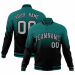Custom Teal Black Full-Snap Varsity Personalization Gradient Fashion Letterman Jacket | BuyFootballJersey