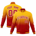 Custom Yellow Red Full-Snap Varsity Personalization Gradient Fashion Letterman Jacket | BuyFootballJersey