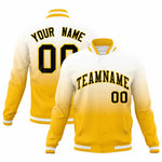 Custom Yellow White Full-Snap Varsity Personalization Gradient Fashion Letterman Jacket | BuyFootballJersey