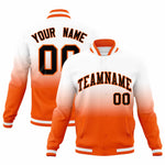 Custom White Orange Full-Snap Varsity Personalization Gradient Fashion Letterman Jacket | BuyFootballJersey