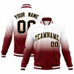 Custom White Crimson Full-Snap Varsity Personalization Gradient Fashion Letterman Jacket | BuyFootballJersey