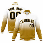 Custom White Old Gold Full-Snap Varsity Personalization Gradient Fashion Letterman Jacket | BuyFootballJersey