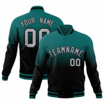 Custom Teal Black Full-Snap Varsity Personalization Gradient Fashion Letterman Jacket | BuyFootballJersey
