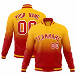 Custom Yellow Red Full-Snap Varsity Personalization Gradient Fashion Letterman Jacket | BuyFootballJersey