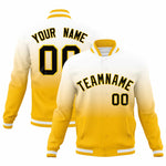 Custom Yellow White Full-Snap Varsity Personalization Gradient Fashion Letterman Jacket | BuyFootballJersey