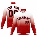 Custom White Red Full-Snap Varsity Personalization Gradient Fashion Letterman Jacket | BuyFootballJersey