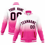 Custom White Pink Full-Snap Varsity Personalization Gradient Fashion Letterman Jacket | BuyFootballJersey