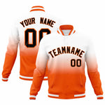 Custom White Orange Full-Snap Varsity Personalization Gradient Fashion Letterman Jacket | BuyFootballJersey