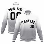 Custom White Gray Full-Snap Varsity Personalization Gradient Fashion Letterman Jacket | BuyFootballJersey