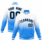 Custom White Powder Blue Full-Snap Varsity Personalization Gradient Fashion Letterman Jacket | BuyFootballJersey