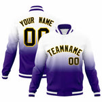Custom White Purple Full-Snap Varsity Personalization Gradient Fashion Letterman Jacket | BuyFootballJersey