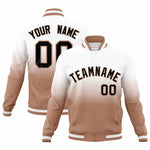 Custom White Light Brown Full-Snap Varsity Personalization Gradient Fashion Letterman Jacket | BuyFootballJersey