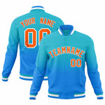 Custom Sky Blue Powder Blue Full-Snap Varsity Personalization Gradient Fashion Letterman Jacket | BuyFootballJersey