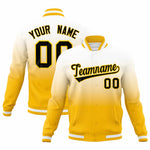 Custom Yellow White Full-Snap Varsity Personalization Gradient Fashion Letterman Jacket | BuyFootballJersey