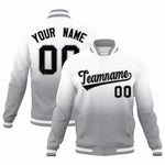 Custom White Gray Full-Snap Varsity Personalization Gradient Fashion Letterman Jacket | BuyFootballJersey