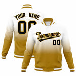 Custom White Old Gold Full-Snap Varsity Personalization Gradient Fashion Letterman Jacket | BuyFootballJersey